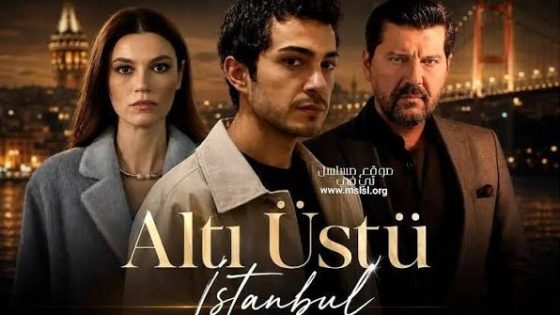 Poster for the series 'Altı Üstü Istanbul' showing three lead characters against a nighttime Istanbul skyline with the title text across the bottom, and a URL visible.